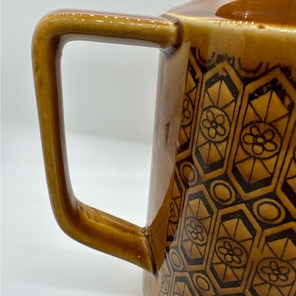 Coffee Pot Brown Geometric Design MCM • Made in Japan - Picture 7 of 11